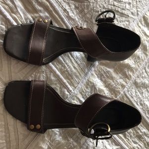 Brown leather heels